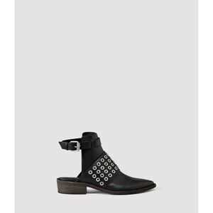 ALLSAINTS Black Leather Yannis Open Back Ankle Boots women size US 8 / EU 38